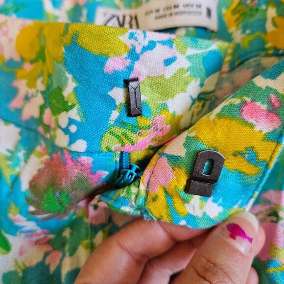 Zara Floral Linen Blend Flared Trousers - Picture 4 of 9